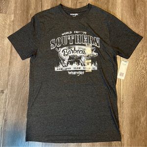 Wrangler Shirt Mens Small Dark Gray Short Sleeve World Famous Southern Barbecue
